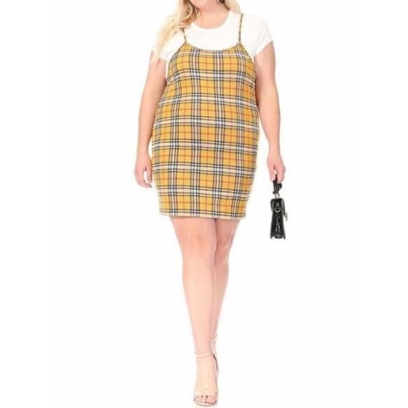It’s CATO | Split Patchwork Two Toned Plaid Mini Slip Cami Dress - Picture 14 of 14